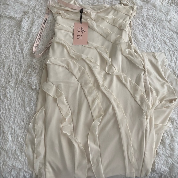 Polly Women’s Cross Strap Ruffle Floor Length Dress - Picture 7 of 7